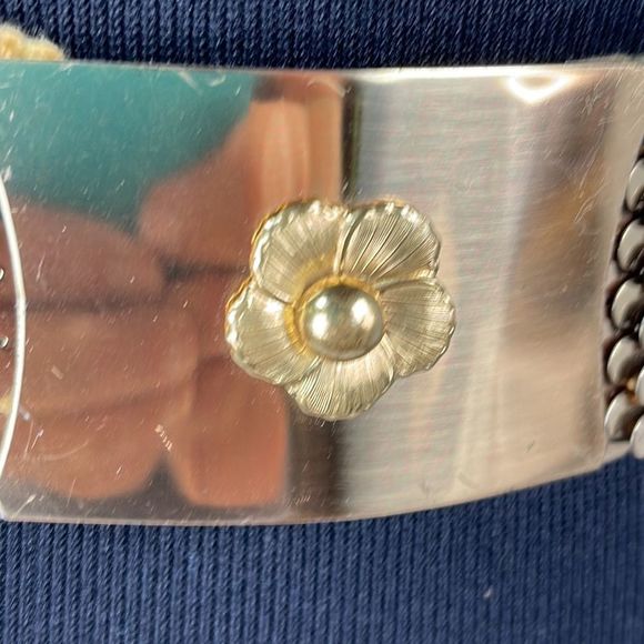 Vintage Garay Gold Tone Snake Belt Stretch Fish Scale Elastic Flower Acc… - Picture 6 of 8